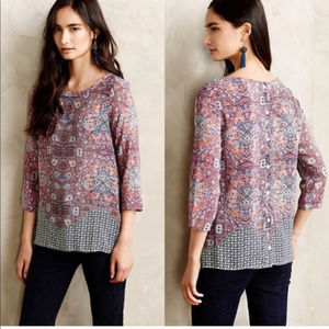 Anthro Maeve 100% Silk Sidney Top 6